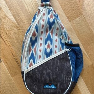 Kavu Blue and Brown Backpack with Tribal Design